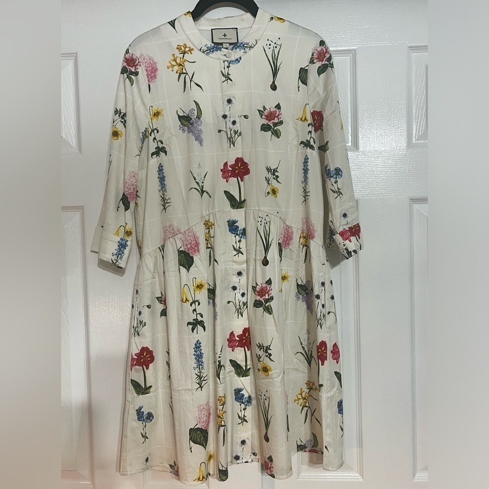 ❌SOLD❌Tuckernuck Royal Shirt Dress. Fresh Buds floral print. 3/4 sleeve. Size S. - Picture 7 of 10